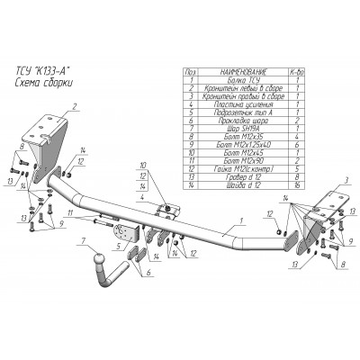 Фаркоп KIA CARNIVAL III (YP) 2014- 2021