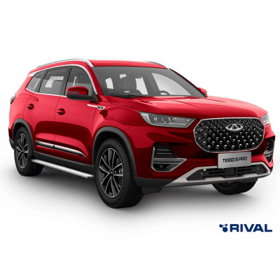 Пороги Подножки Chery Tiggo 7 2019- / 7 Pro 2020- / Tiggo 8 2020- / Exeed LX 2022 / 7L 2024 - стиль "Slim Silver"