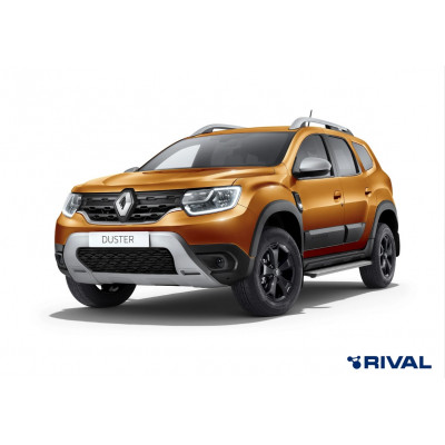 Пороги Подножки Nissan Terrano 2014- Renault Arkana 2019- Duster 2011- Kaptur 2020- стиль "Slim Silver"