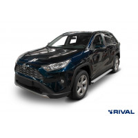 Пороги Подножки Toyota Rav4 2019- стиль "Slim Silver"