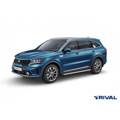Пороги Подножки Kia Sorento 2020- стиль "Slim Silver"