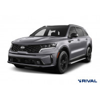 Пороги Подножки для Kia Sportage 2021- V2.5 / Hyundai Tucson 2021- / Hyundai Santa Fe 2021- / Kia Sorento 2020- стиль "Slim Silver"