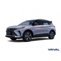 Пороги Подножки Geely Coolray 2023-/Belgee X50 2023- стиль "Slim Silver"