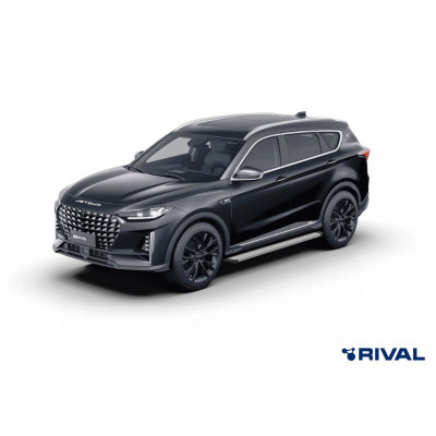 Пороги Подножки Jetour X70 Plus 2023- стиль "Slim Silver"