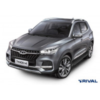 Пороги Подножки Chery Tiggo 4 2019- / 4 Pro 2022- стиль "Slim Black"