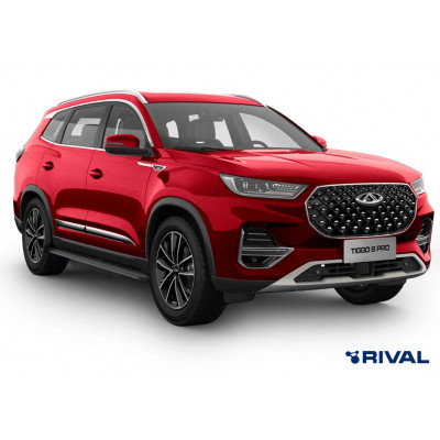 Пороги Подножки Chery Tiggo 7 2019- / 7 Pro 2020- / Tiggo 8 2020- / Exeed LX 2022 / 7L 2024 - стиль "Slim Black"