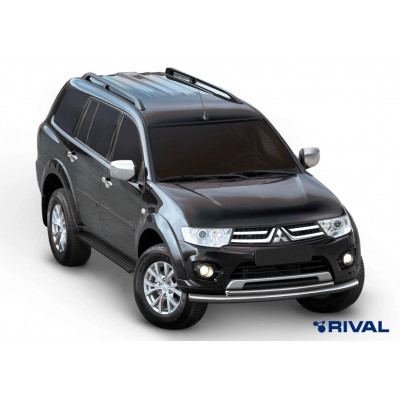Пороги Подножки Mitsubishi Pajero Sport 2008-2013-2016 стиль "Slim Black"