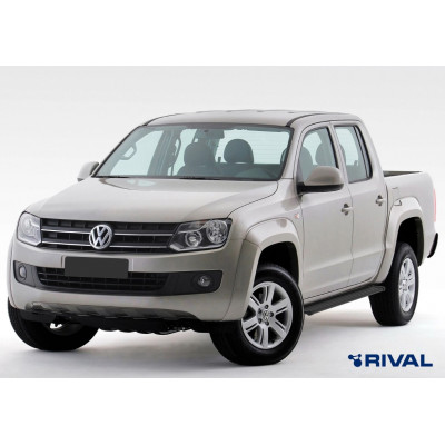 Пороги Подножки Volkswagen Amarok 2016- стиль "Slim Black"