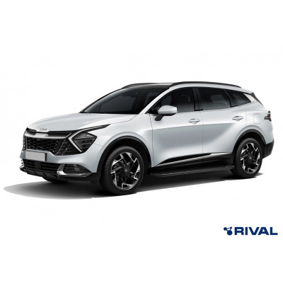 Пороги Подножки Hyundai Tucson 2021- стиль "Slim Black"