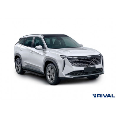 Пороги Подножки Geely Atlas II 2023- стиль "Slim Black"