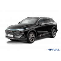Пороги Подножки Haval F7 II 2024-н.в стиль "Premium-Black"