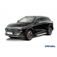 Пороги Подножки Haval F7 II 2024-н.в стиль "Silver"