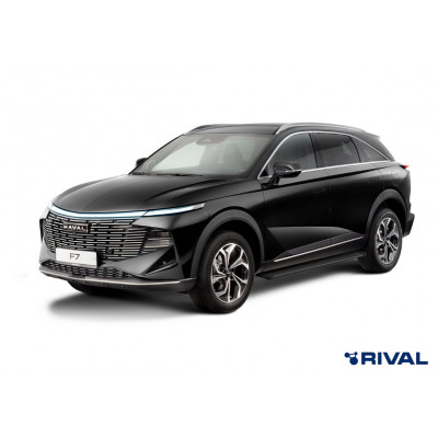 Пороги Подножки Haval F7 II 2024-н.в стиль "Slim Black"