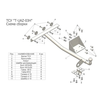 Фаркоп УАЗ 3163T + электрика