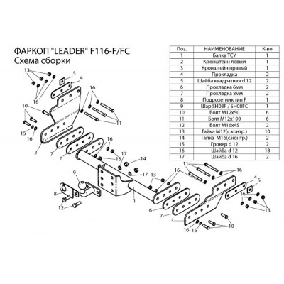 Фаркоп для FORD TRANSIT (FA) (фургон ) 2000 - 2014 (усиленный) +электрика