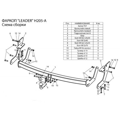 Фаркоп для HYUNDAI SANTA FE CLASSIC (SM) (ТАГАЗ) 2001-2006, 2007-... (C НЕРЖ. ПЛАСТИНОЙ) + электрика